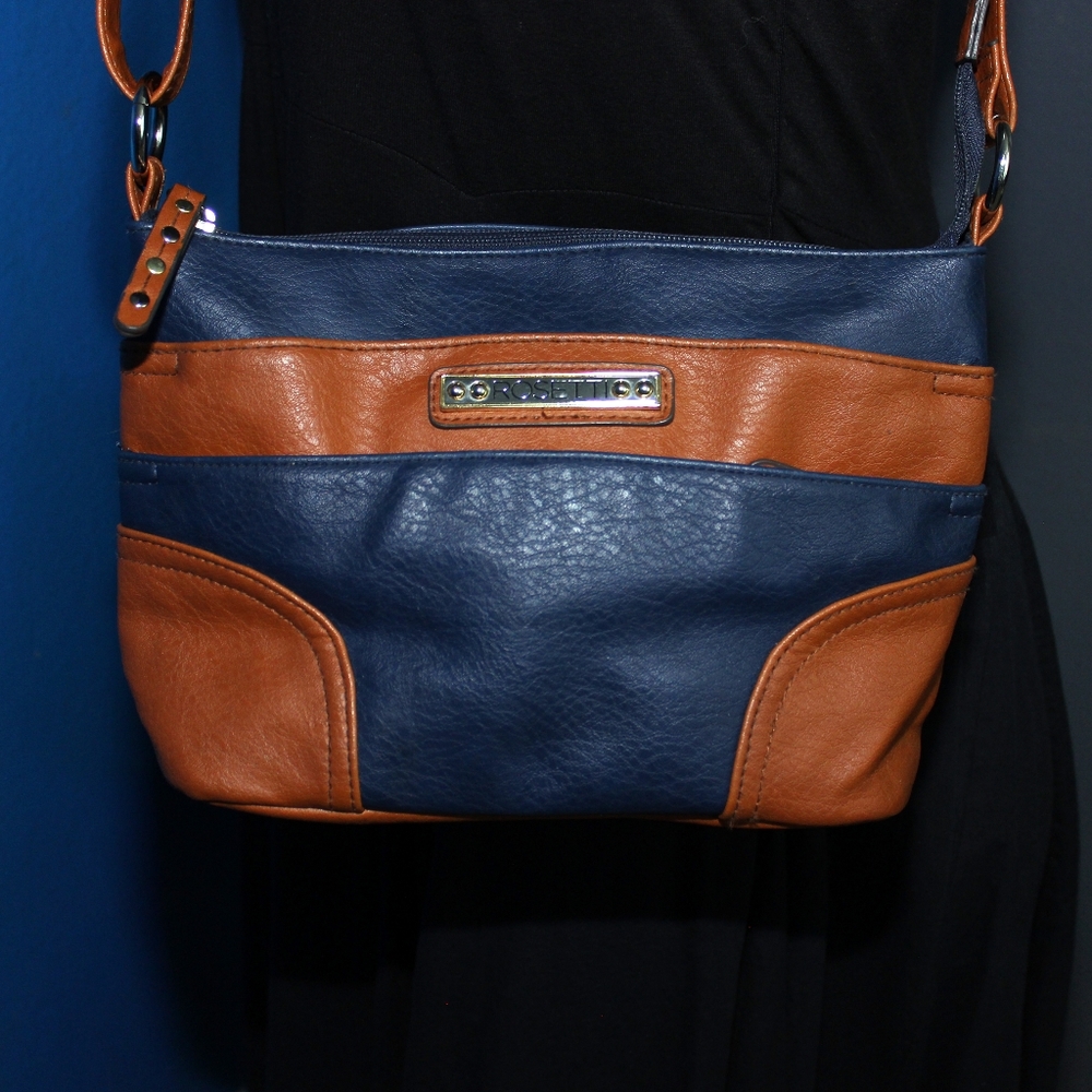 Vintage Rosetti Purse Blue and Peach Leather